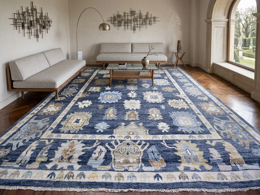 Botanical Green & Blue Wool Rug