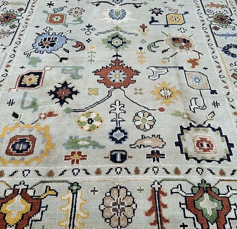 Ivory Multicolor Geometric Ruga