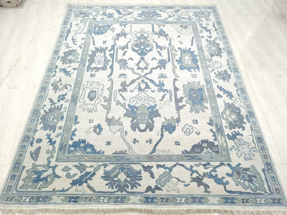 Blue Ivory Oushak Rug