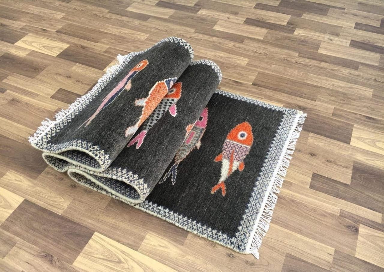 Black Colorful Kitchen Hallway Runner