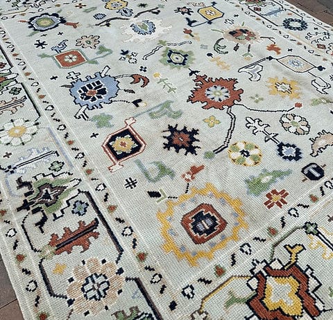 Ivory Multicolor Geometric Ruga