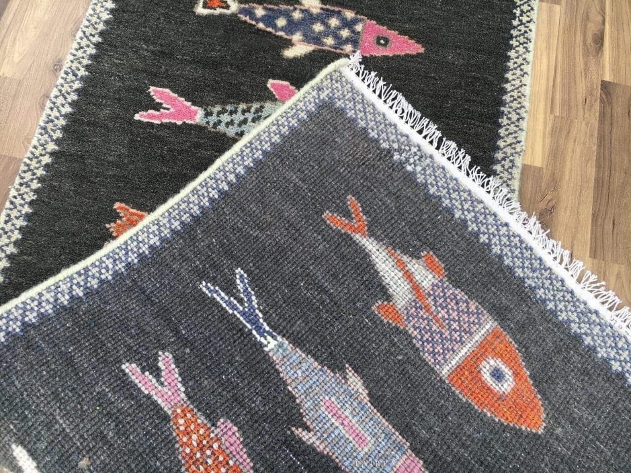 Black Colorful Kitchen Hallway Runner