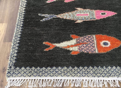 Black Colorful Kitchen Hallway Runner