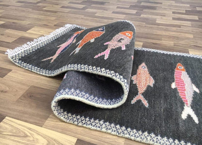 Black Colorful Kitchen Hallway Runner