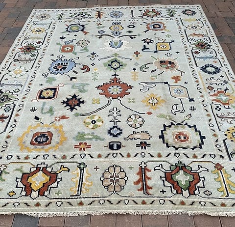Ivory Multicolor Geometric Ruga