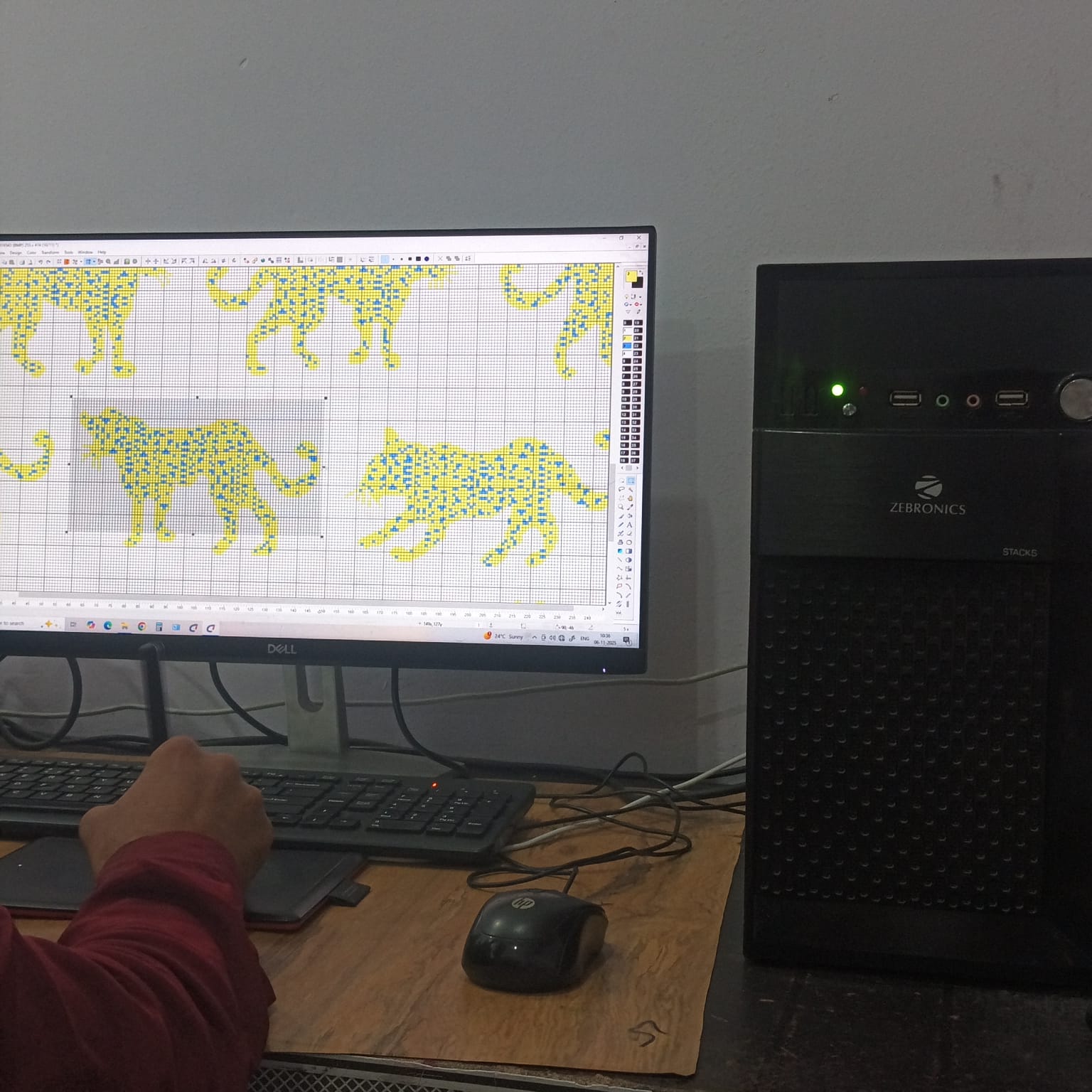 Design planning of a handwoven rug pattern before weaving begins