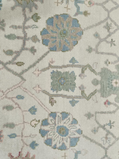 Sage Blue Blush Hand Knotted Vintage Style