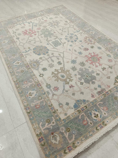 Sage Blue Blush Hand Knotted Vintage Style