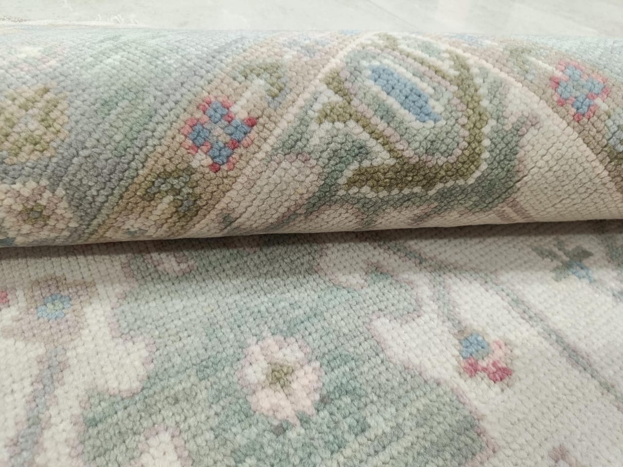 Sage Blue Blush Hand Tufted Vintage Style